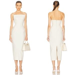 HELSA S Curve Strapless Midi Dress Cream NEW with tags
